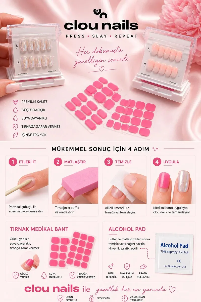 Clou Nails Fırçalı Ultra Güçlü CLOU NAILS TAKMA TIRNAK Yapıştırıcısı Duruş
