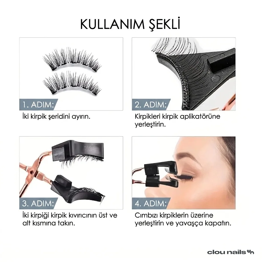 Dogal Gorunumlu Yapistirici Gerektirmeyen Manyetik Kirpik - Model 3