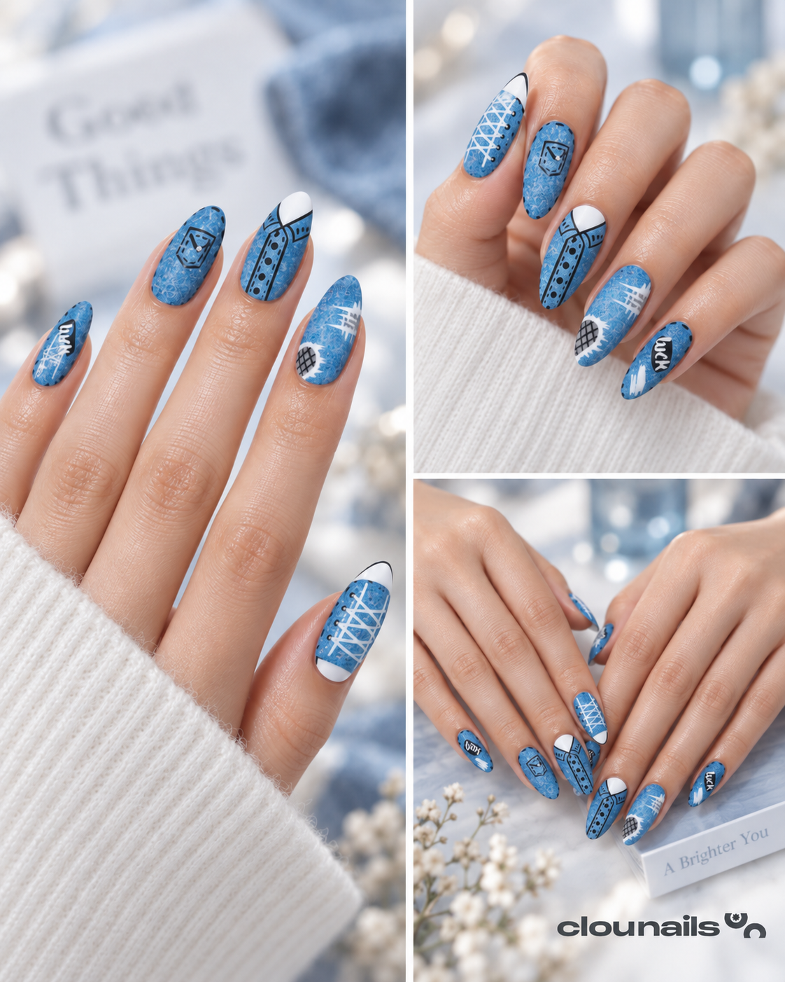 Nail Art Badem Orta Press-On Takma Tırnak Seti (CN2241)