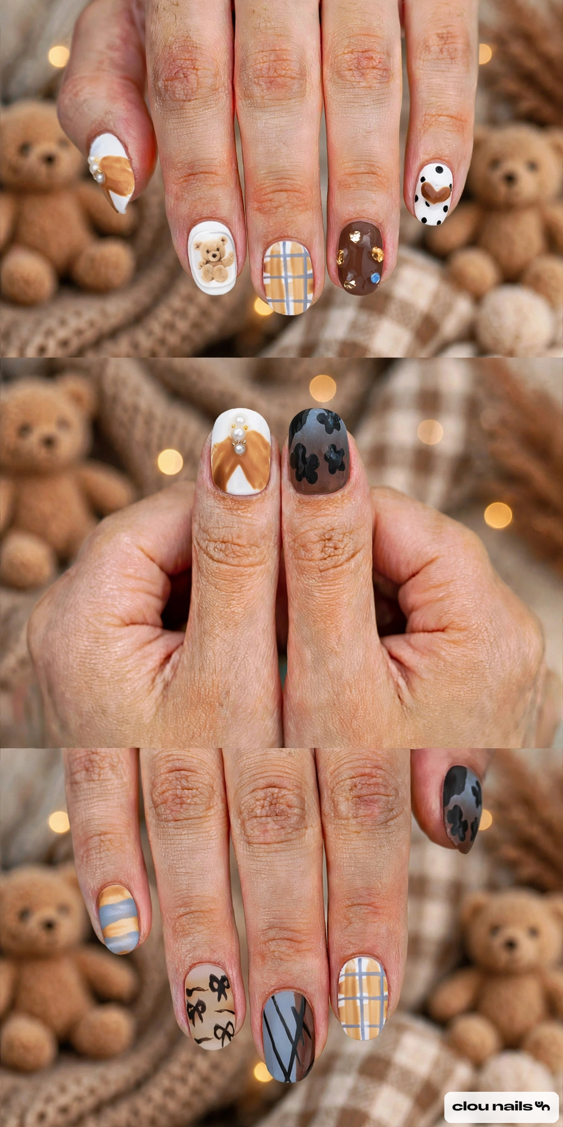 Nail Art Küt Oval Kısa Press-On Takma Tırnak Seti (CN19673)