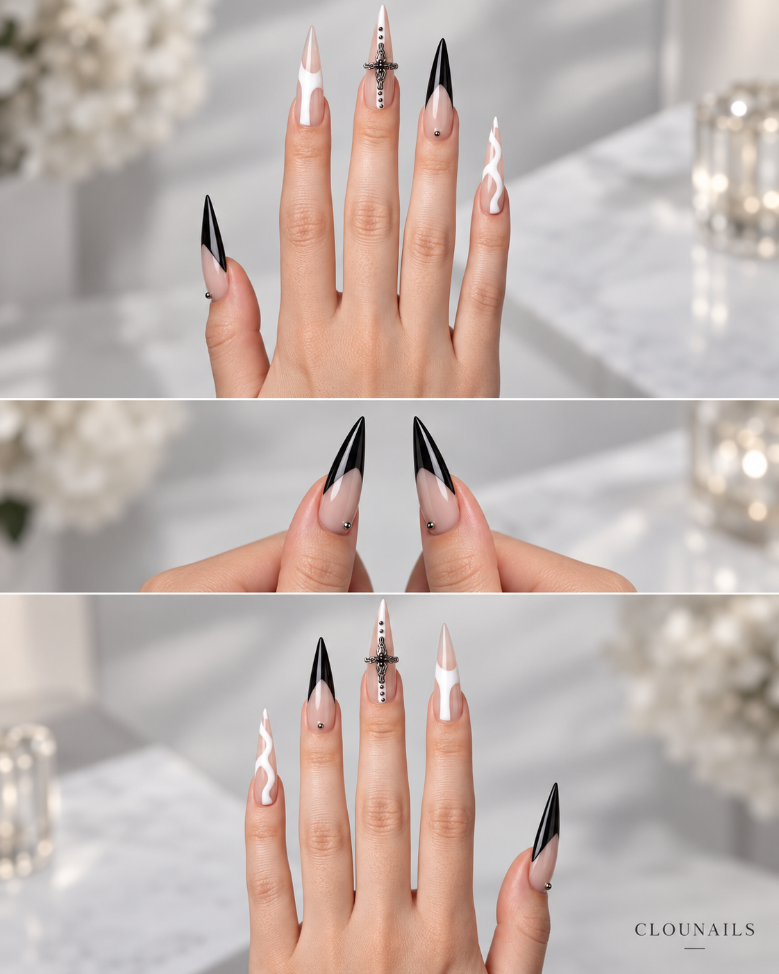 Özel Seri Stiletto Ekstra Uzun Press-On Takma Tırnak Seti (ST001)