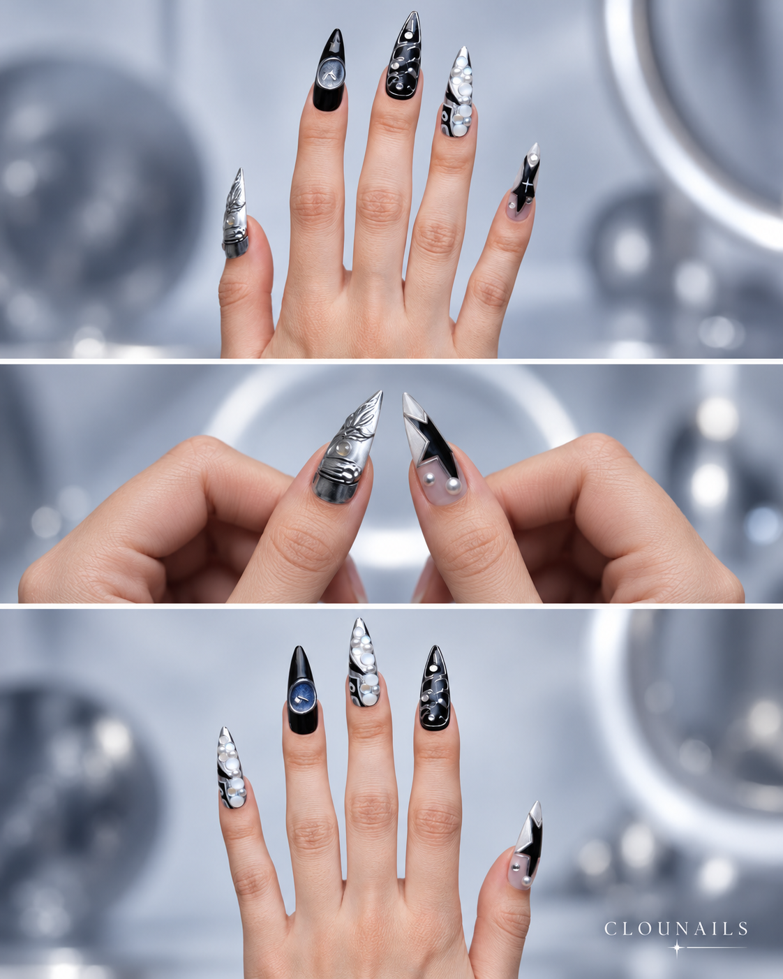 Özel Seri Stiletto Uzun Press-On Takma Tırnak Seti (CN29190)