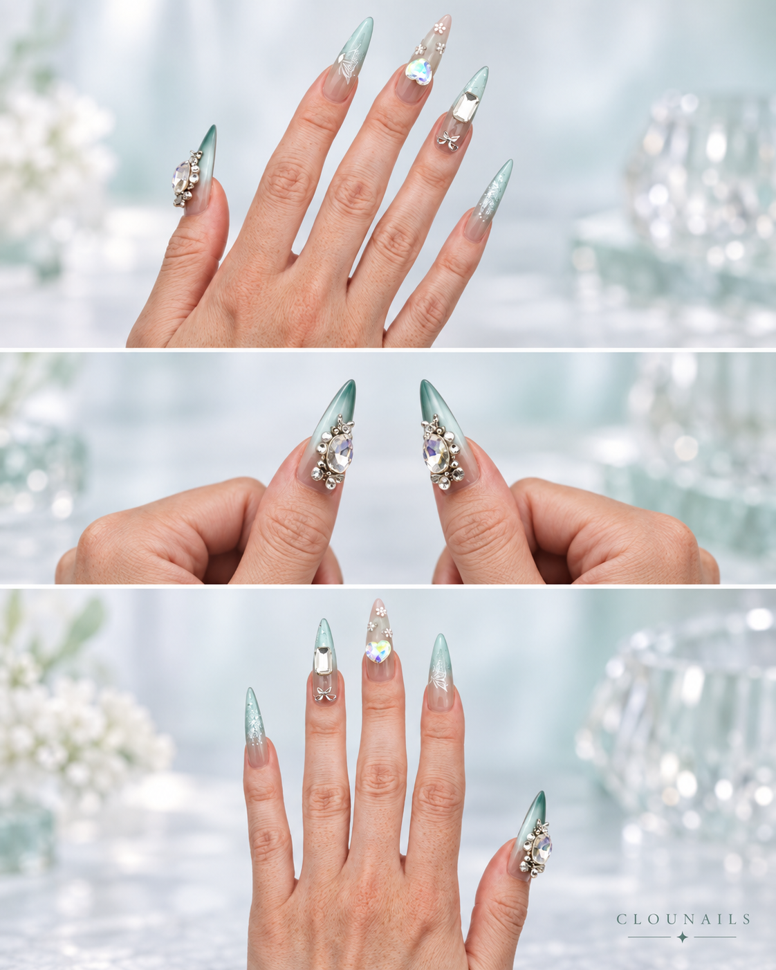 Özel Seri Stiletto Uzun Press-On Takma Tırnak Seti (CN29537)